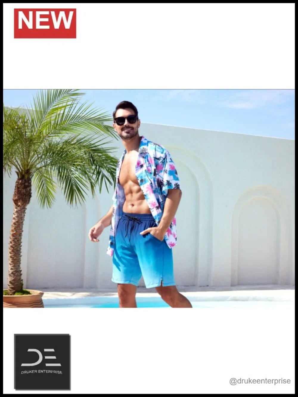 Men's Swim Trunks Quick Dry Board Shorts with Zipper Pockets and Compression